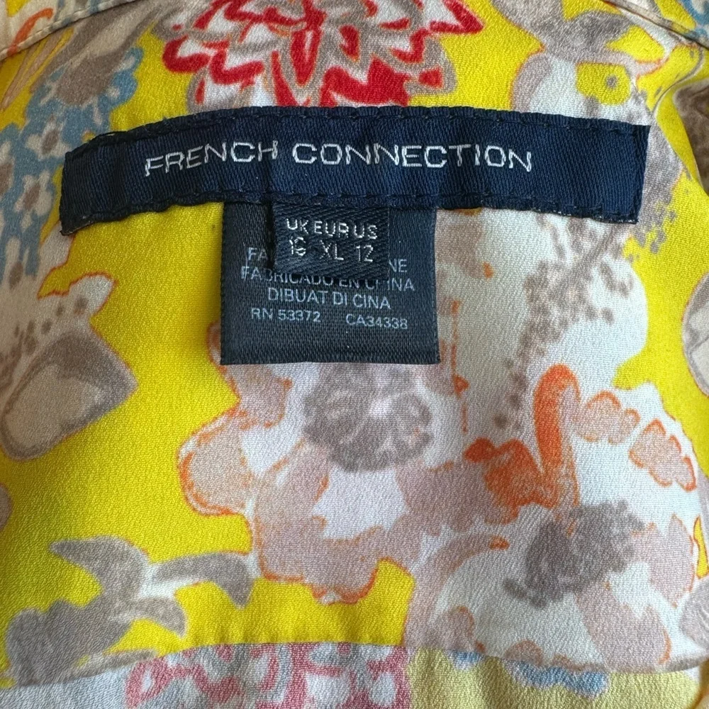 French Connection Yellow and Red Tiered Flowy Boho Floral Long Sleeve Maxi Dress - Picture 9 of 11